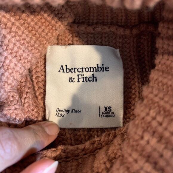 Abercrombie & Fitch Sweater Womens XS Extra Small Wheat Turtleneck Crop Ribbed - Picture 7 of 12